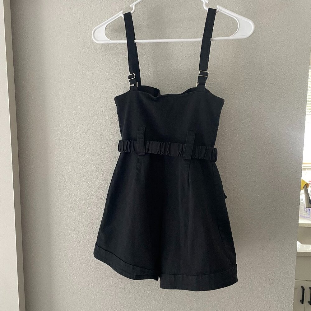 Beginning Boutique Black Utility Cargo Romper - Picture 4 of 12